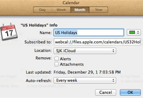 international holidays calendar for mac